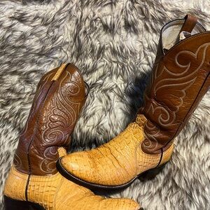 Dan Post men Top Quality Hornback Lizard & Leather Western Boots Palom Sz 7.5 D